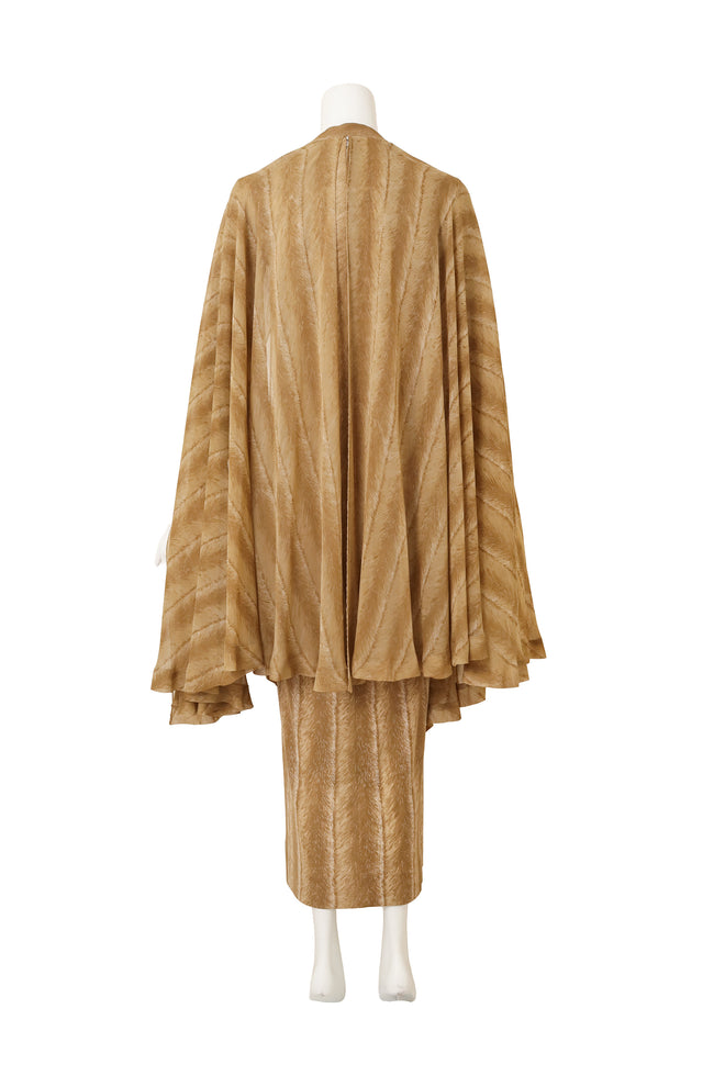 Vintage La Mendola Silk Fur Maxi Dress with cape back @ Recess LA 
