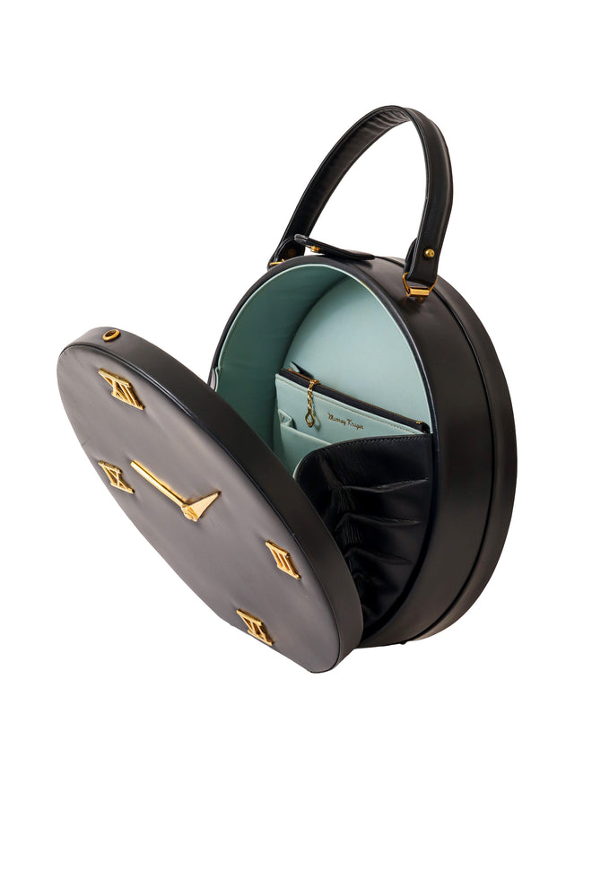 Circular Leather Clock Bag open @ Recess LA 
