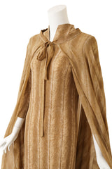 Vintage La Mendola Silk Fur Maxi Dress with cape close up @ Recess LA 