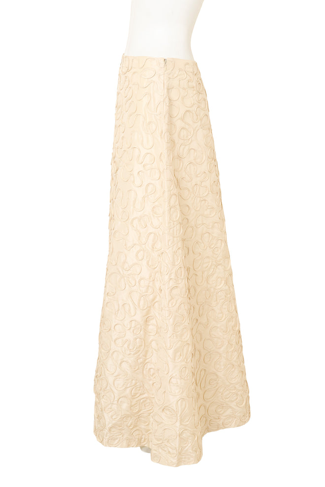 Silk Soutache Appliqué Maxi Skirt by Celine on mannequin side @ Recess LA