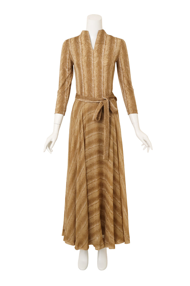 Vintage La Mendola Silk Fur Maxi Dress with skirt front @ Recess LA 