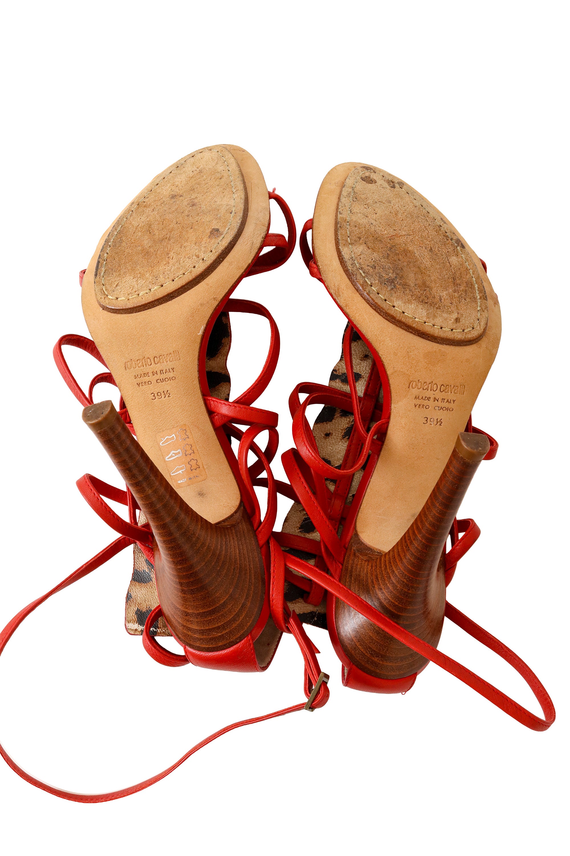 2005 S/S Red Strappy Crocodile Heels bottom of shoes @ Recess LA 