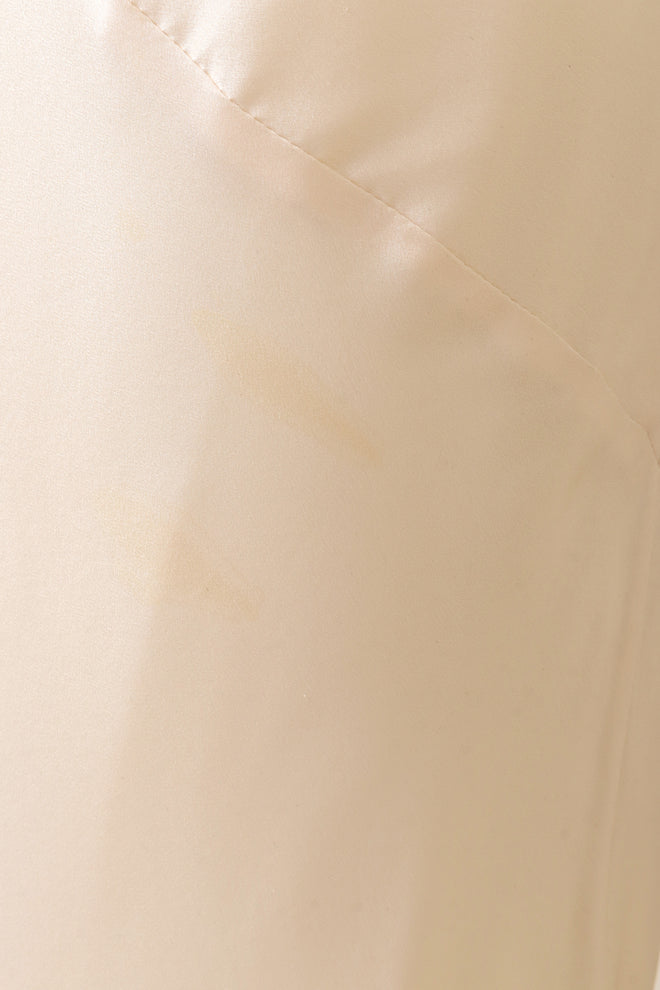 Vintage Bias Cut Draped Wedding Gown by David Fielden discoloration 2 @ Recess LA