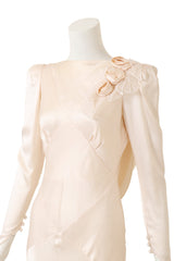 Vintage Bias Cut Draped Wedding Gown by David Fielden on mannequin close @ Recess LA