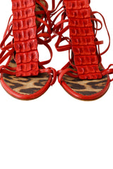 2005 S/S Red Strappy Crocodile Heels  up close @ Recess LA 