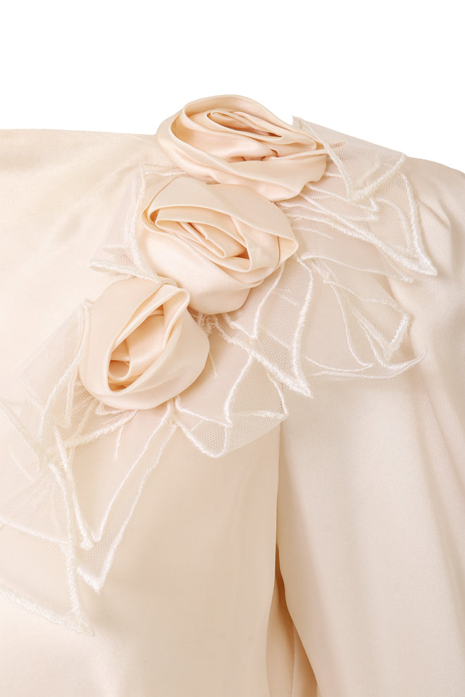Vintage Bias Cut Draped Wedding Gown by David Fielden rosettes @ Recess LA