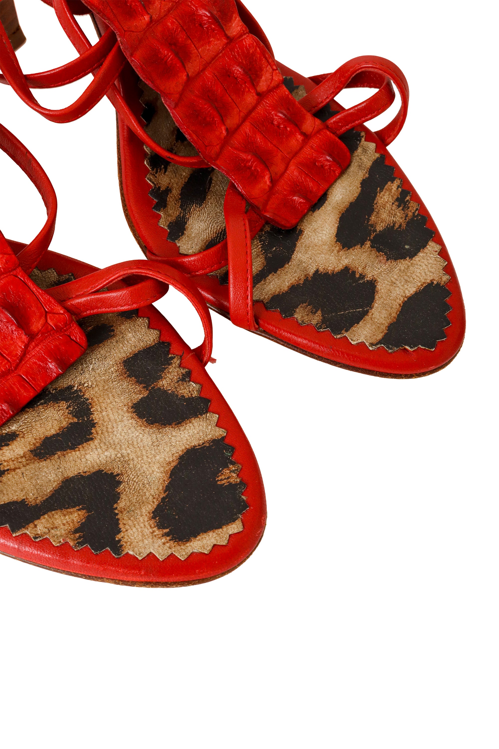 2005 S/S Red Strappy Crocodile Heels insole details @ Recess LA 