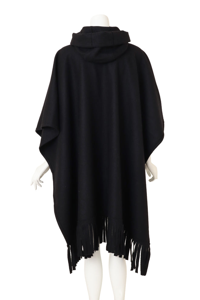 Chloe Oversized Hooded Fringe Cape back @ Recess LA 
