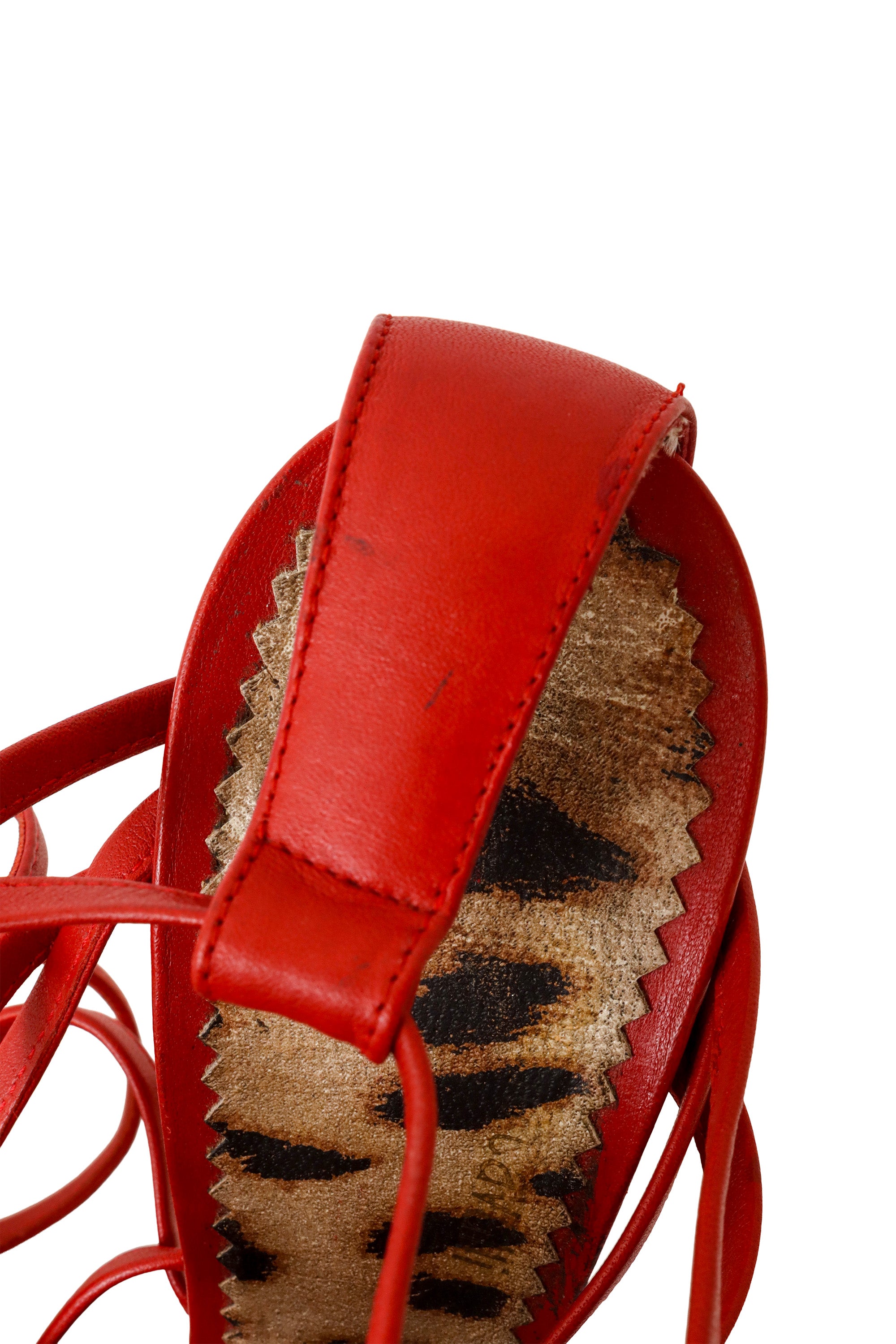 2005 S/S Red Strappy Crocodile Heels minor wear on back strap @ Recess LA 