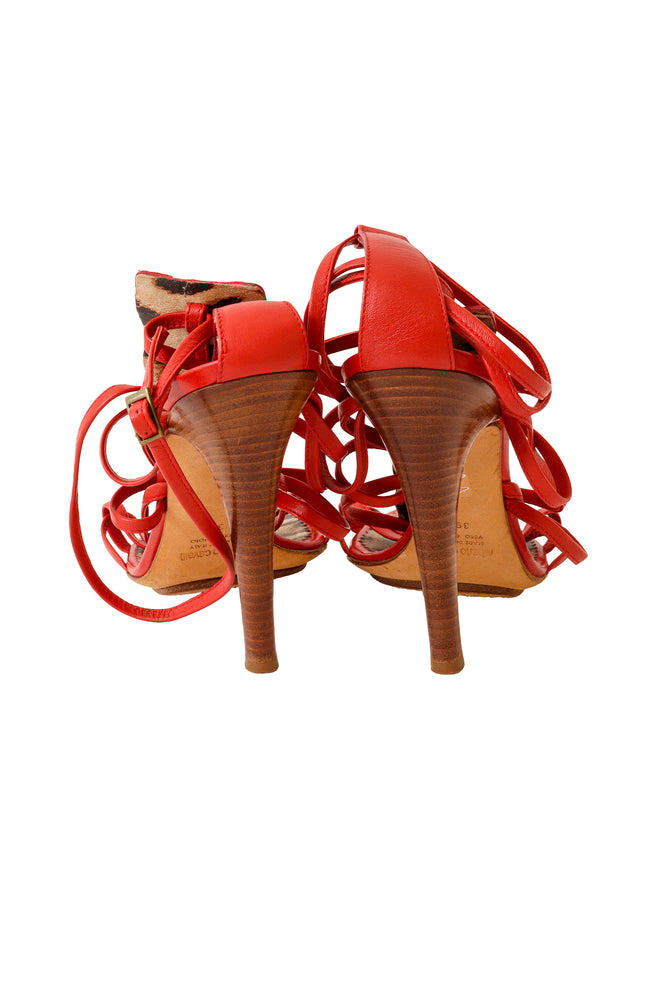 2005 S/S Red Strappy Crocodile Heels back of shoes @ Recess LA 