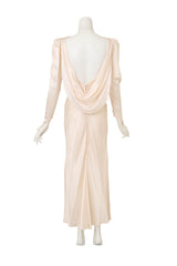 Vintage Bias Cut Draped Wedding Gown by David Fielden on mannequin back @ Recess LA