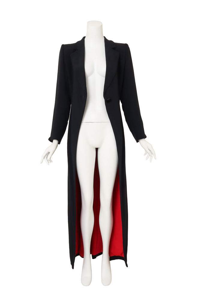 Vintage 1999 Contrast Duster by Yves Saint Laurent on mannequin open @ Recess LA