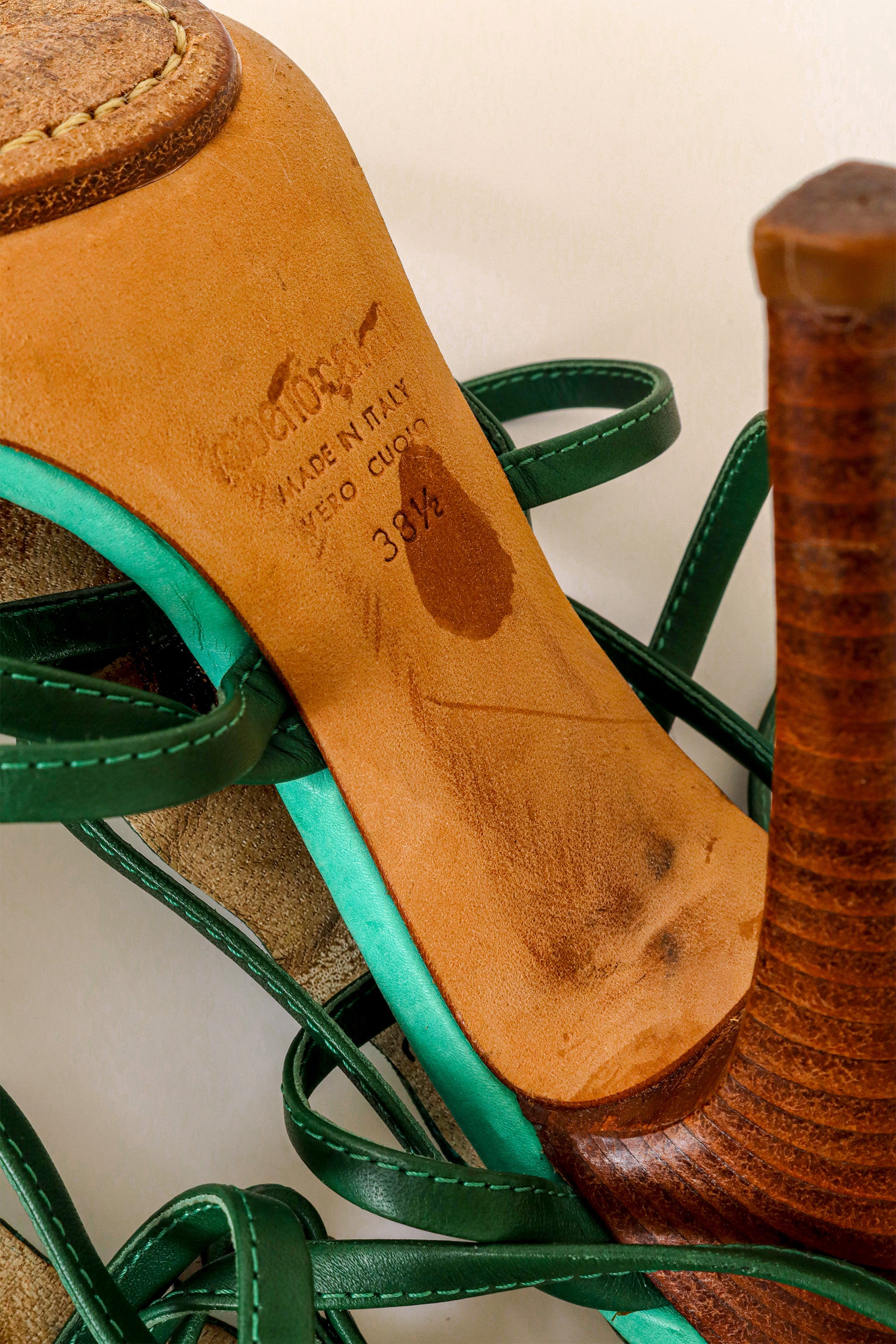 2005 S/S Green Strappy Crocodile Heels sole wear @ Recess LA 