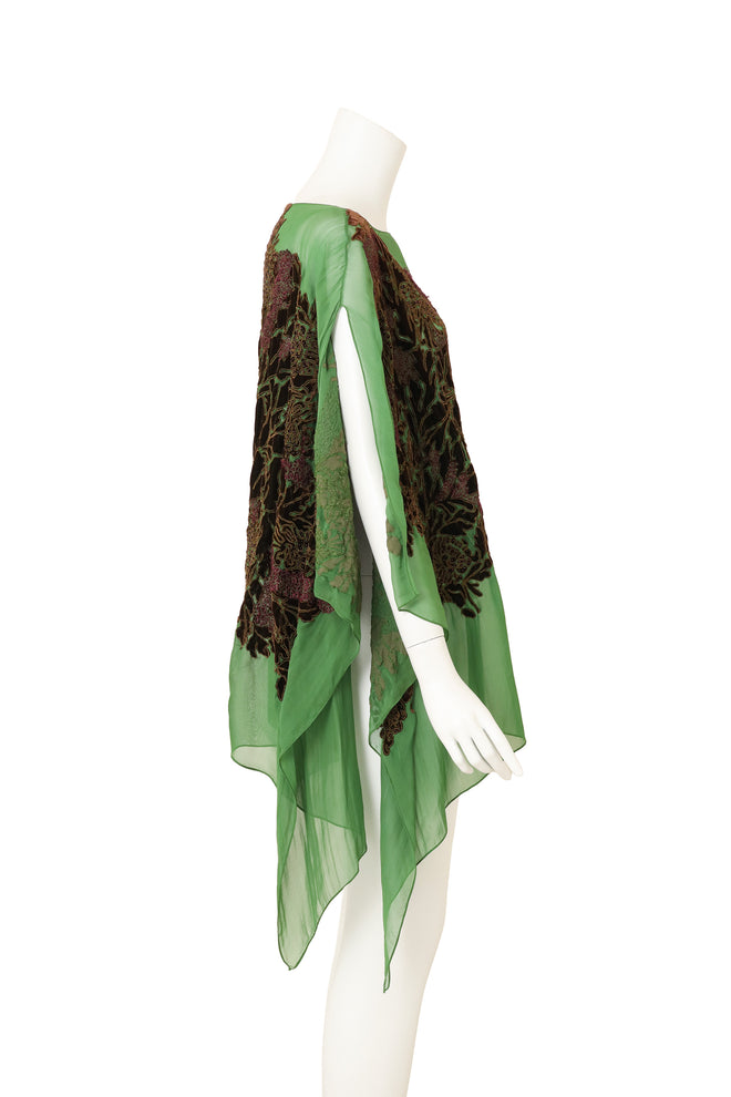 Antique Embroidered Velvet Shawl Poncho side @ Recess LA 