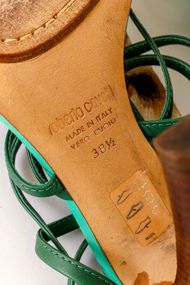 2005 S/S Green Strappy Crocodile Heels sole signature and size @ Recess LA 
