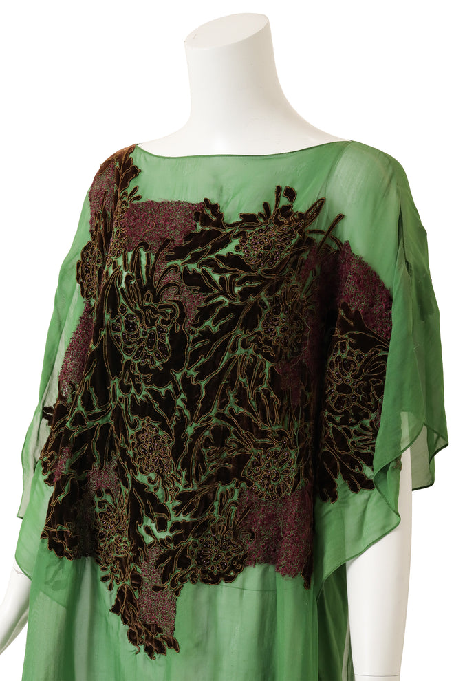 Antique Embroidered Velvet Shawl Poncho close up @ Recess LA 