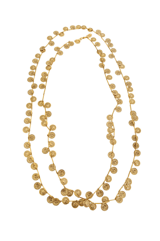 Vintage Julie Rubano Long Coin Charm Necklace doubled @ Recess LA
