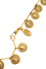 Vintage Julie Rubano Long Coin Charm Necklace clasp @ Recess LA