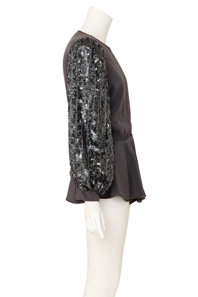 sequin sleeve jacket by Della Roufogali on mannequin side @ Recess LA