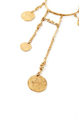 Hammered metal bib necklace charm close @ Recess LA