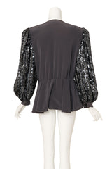 sequin sleeve jacket by Della Roufogali on mannequin back @ Recess LA