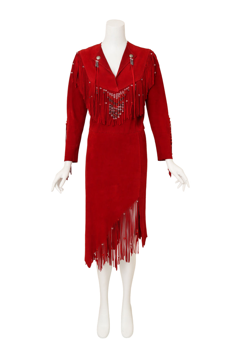 Vintage Clifford Olson Suede Fringe Western Dress