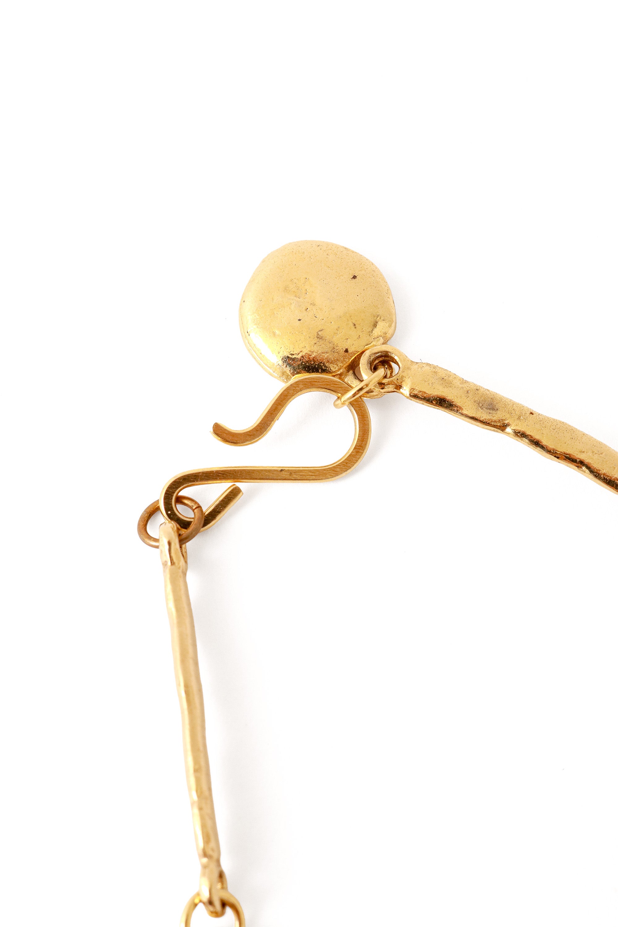 Hammered metal bib necklace hook charm @ Recess LA