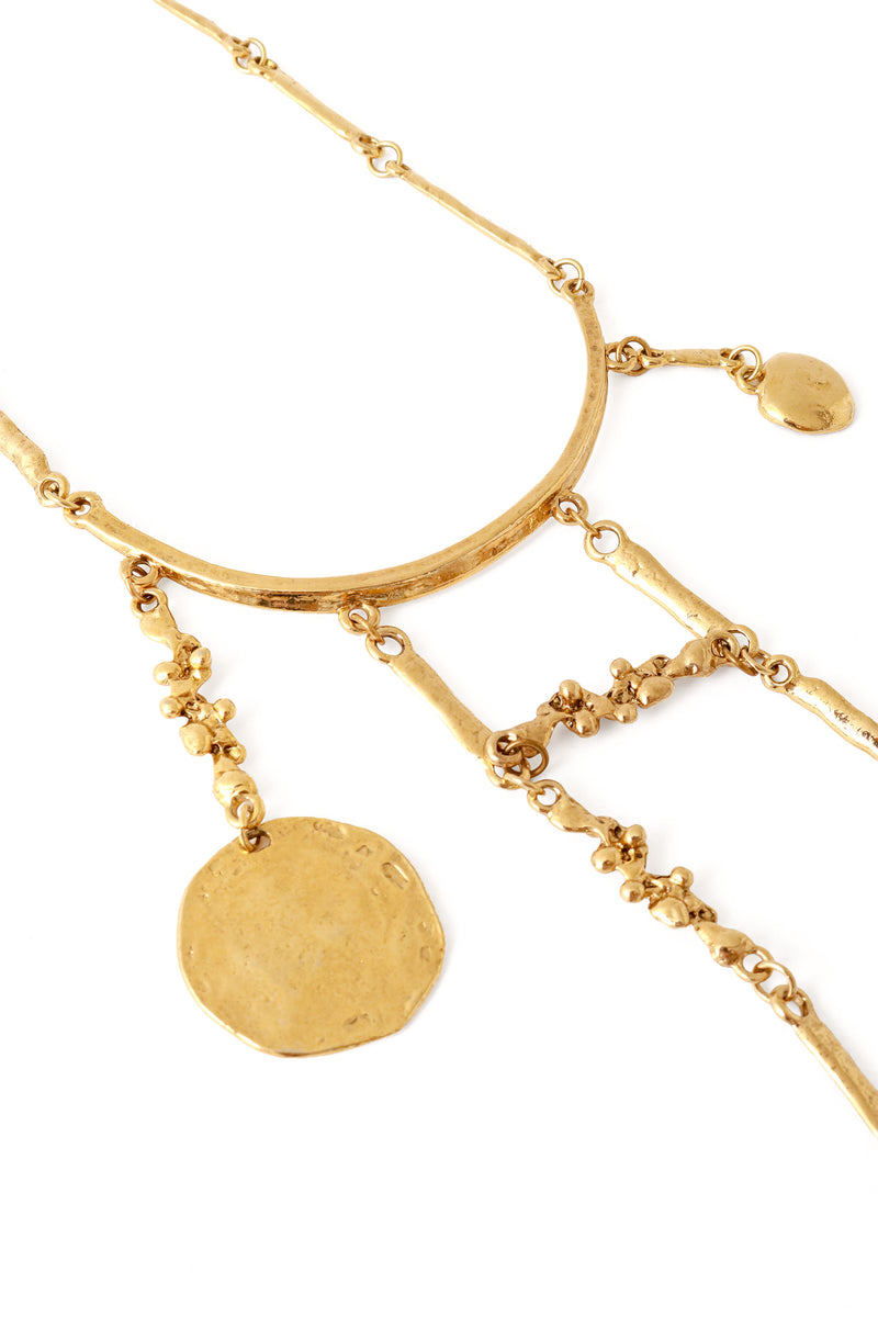 Hammered metal bib necklace bar close @ Recess LA