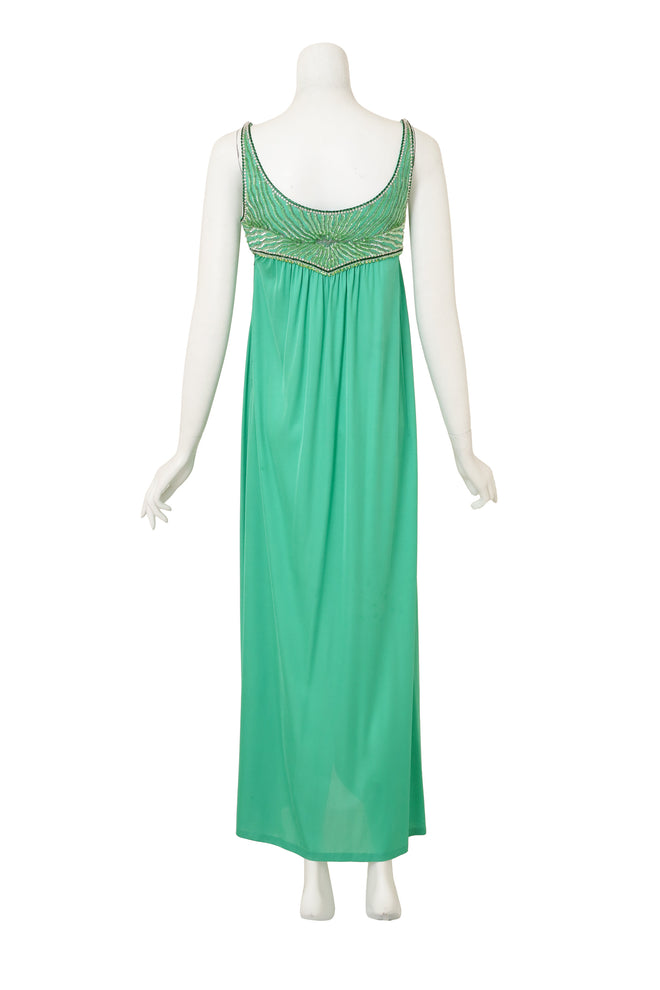 Beaded Empire Waist Maxi Dress by Emilio Pucci on back of mannequin @ Recess LA