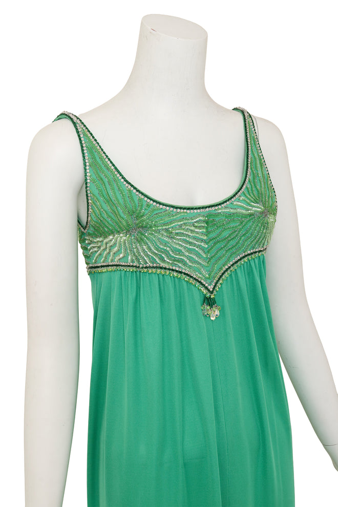 Beaded Empire Waist Maxi Dress by Emilio Pucci closeup on mannequin @ Recess LA