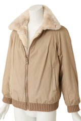 Reversible fur jacket by Robinsons on mannequin khaki side @ Recess LA