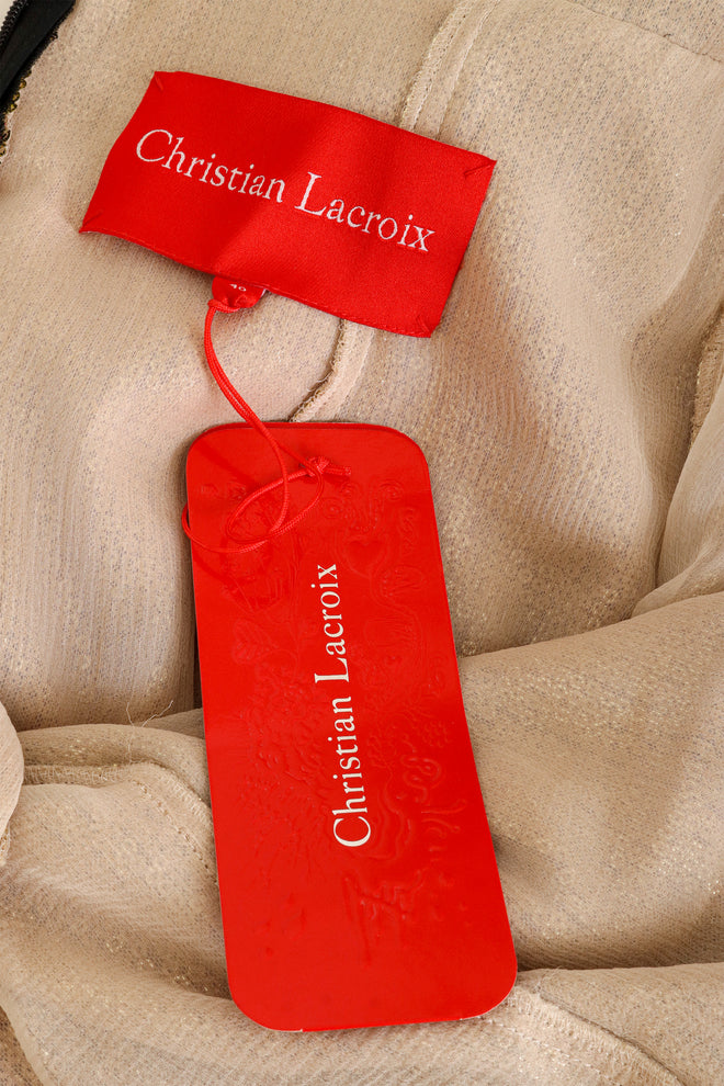 Christian Lacroix Print Silk Sequin Gown tags @ Recess LA