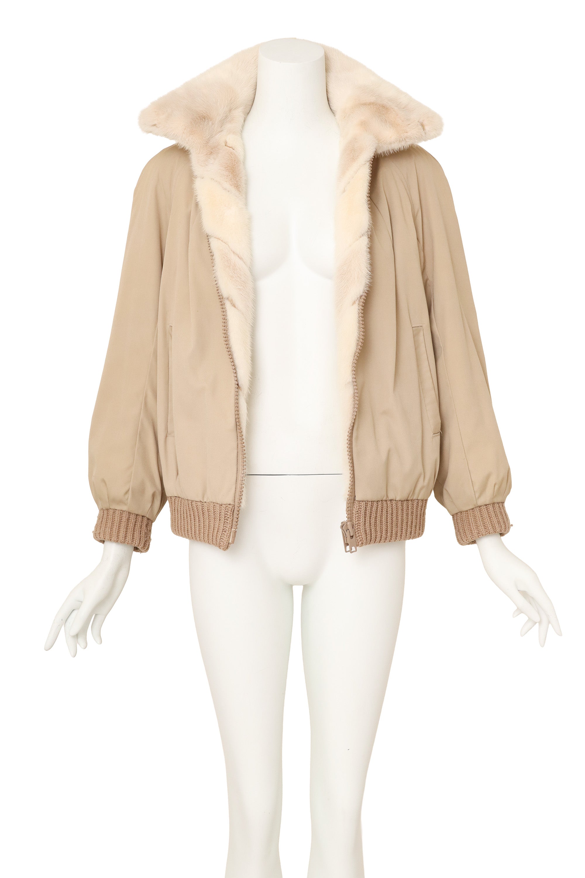 Reversible fur jacket by Robinsons on mannequin unzipped @ Recess LA