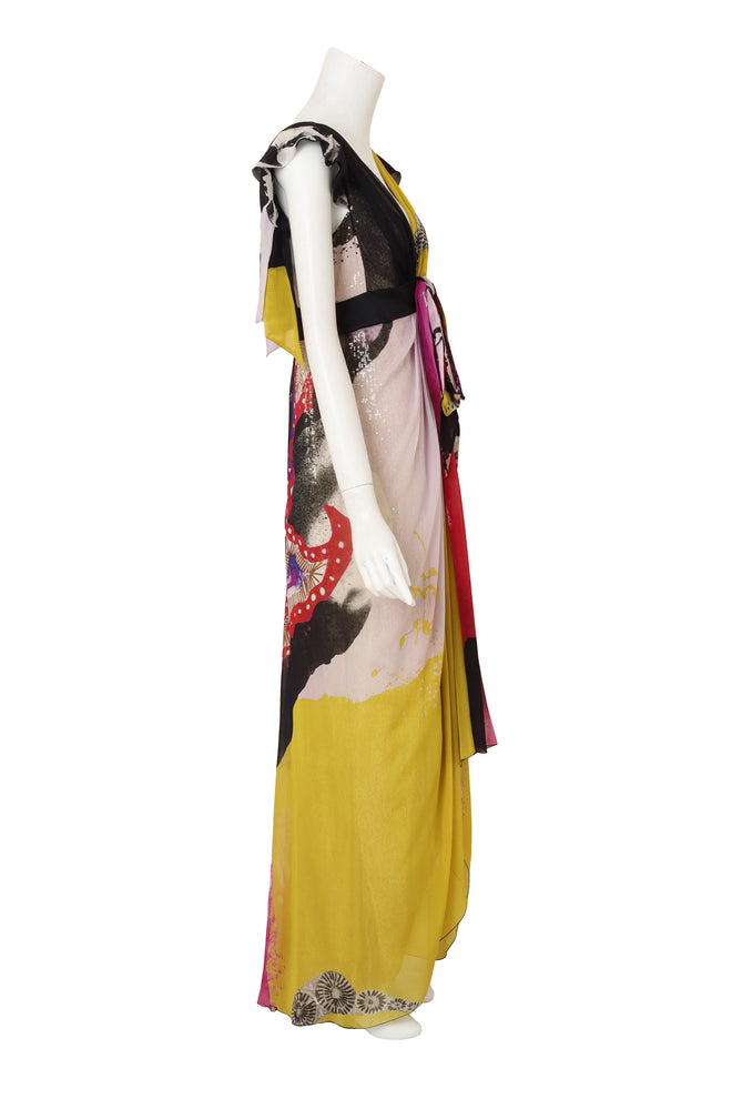 Christian Lacroix Print Silk Sequin Gown side view @ Recess LA