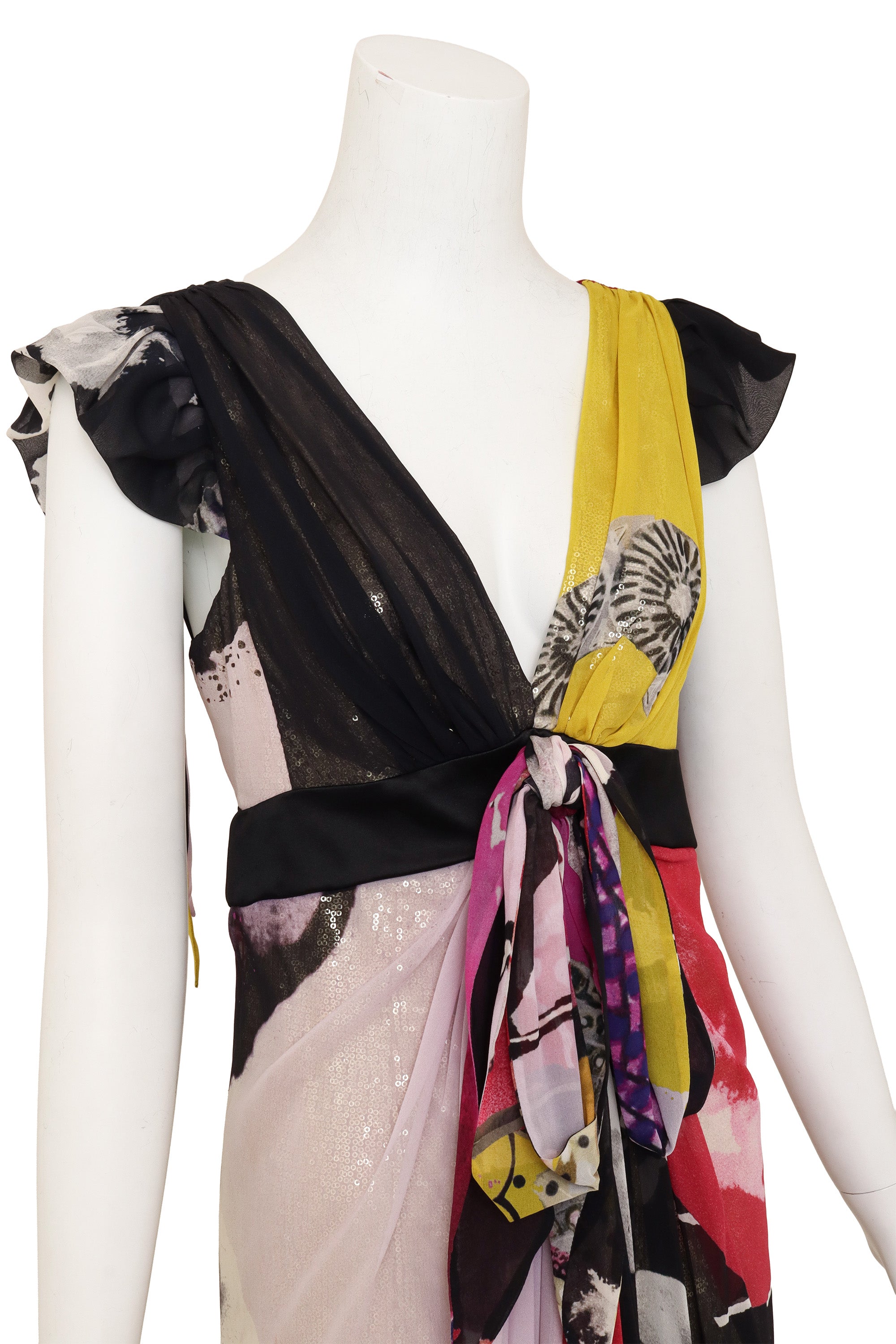 Christian Lacroix Print Silk Sequin Gown  closeup @ Recess LA
