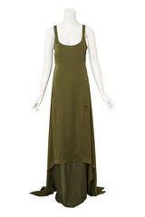 Givenchy Olive Silk Bias Gown on mannequin @ Recess LA