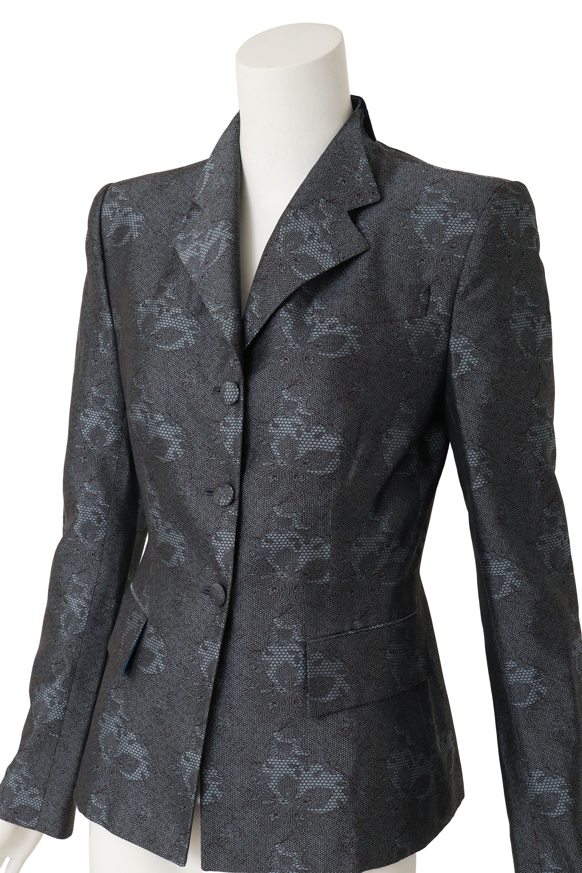 Lace motif blazer by Richard Tyler on mannequin close @ Recess LA