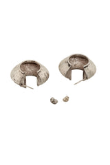 Vintage Sterling Hammered Crescent Hoop Earrings  backs off @ Recess LA