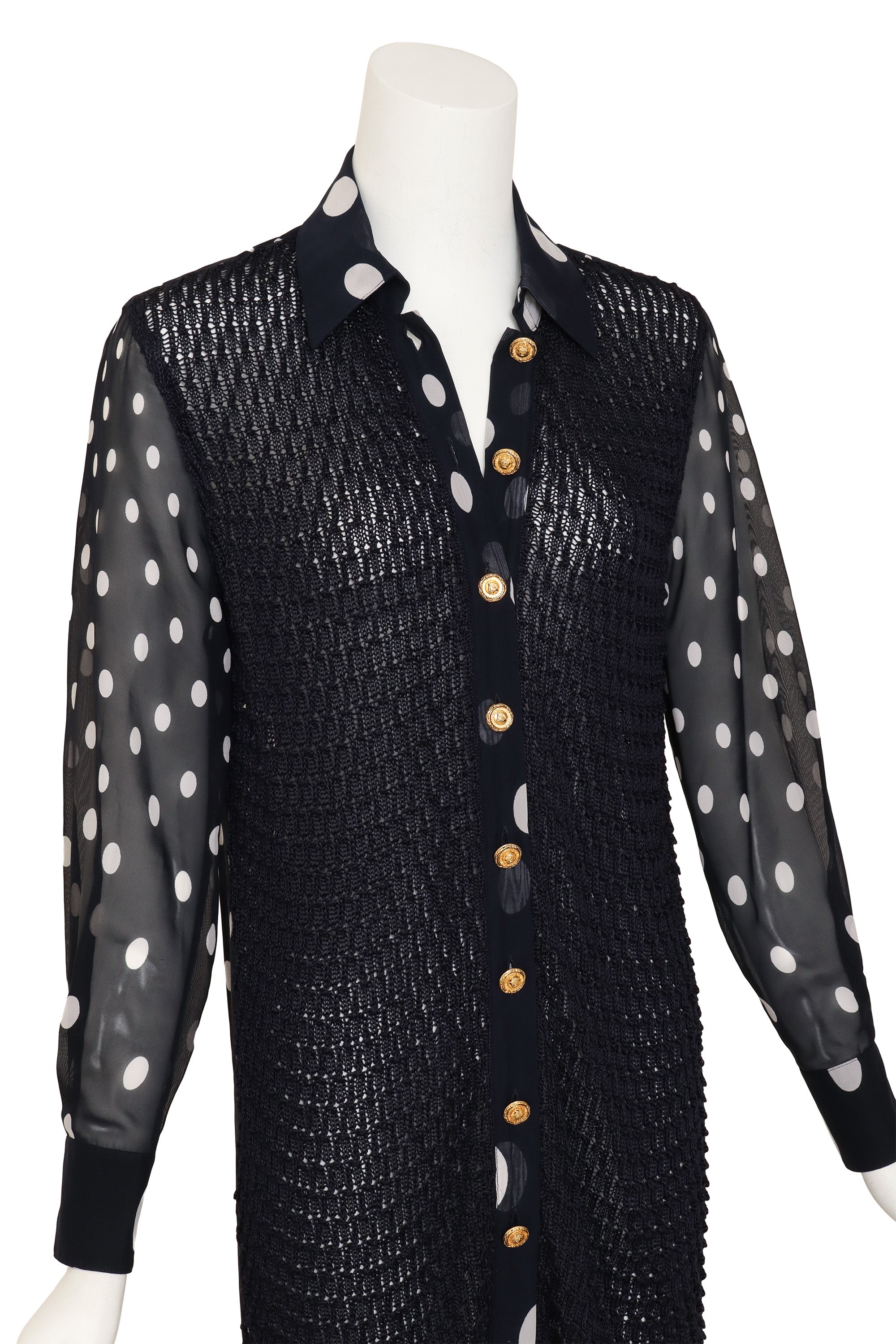 cardigan dress by Gianni Versace on mannequin close @ Recess LA