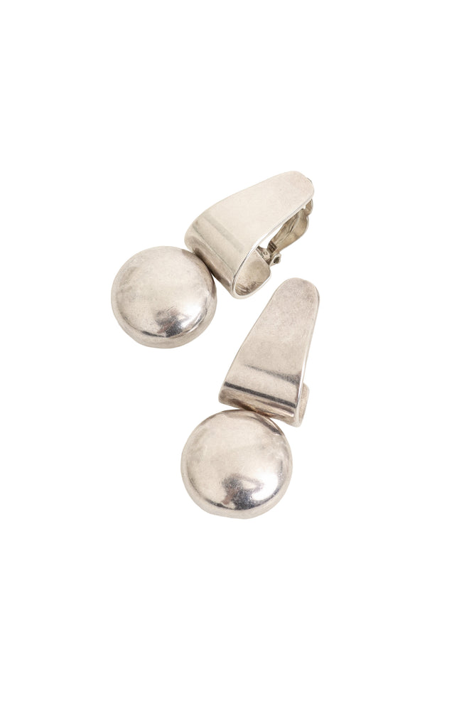 Vintage Sterling Sculptural Ball Drop Earrings close @ Recess LA