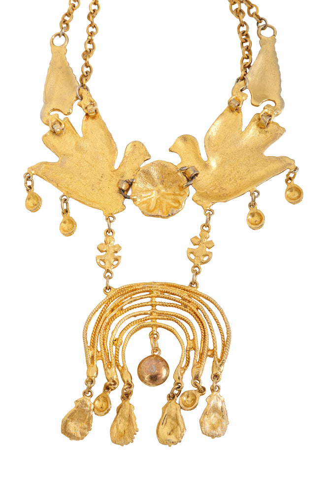 Unsigned Vintage Ornate Bird Statement back of necklace @ Recess LA