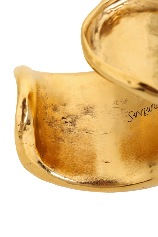 Amber Cabochon Cuff by Yves Saint Laurent hammered detailing @ Recess LA