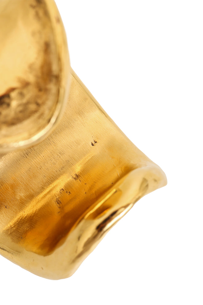 Amber Cabochon Cuff by Yves Saint Laurent hammer detailing closeup @ Recess LA