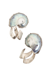Vintage Sterling Nautilus Shell Earrings close @ Recess LA