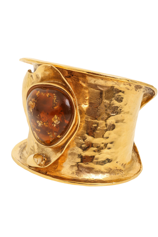 Amber Cabochon Cuff by Yves Saint Laurent outer cuff detailing @ Recess LA