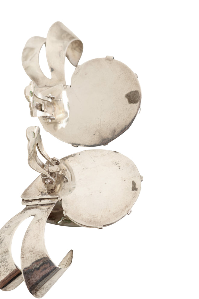 Vintage Sterling Nautilus Shell Earrings back tarnish @ Recess LA