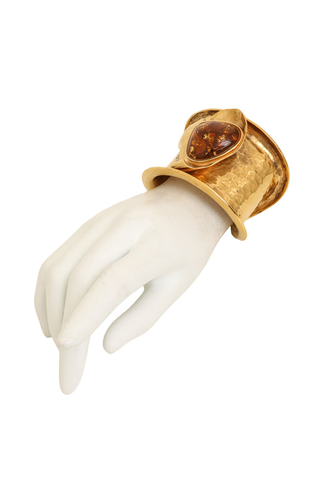 Amber Cabochon Cuff by Yves Saint Laurent on mannequin hand @ Recess LA