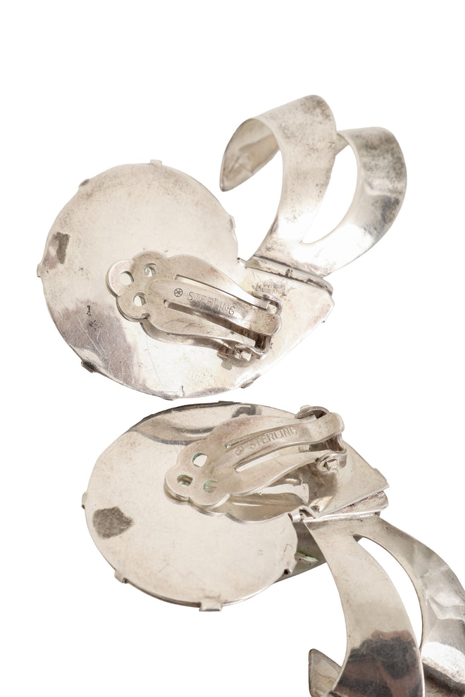 Vintage Sterling Nautilus Shell Earrings sterling stamps @ Recess LA