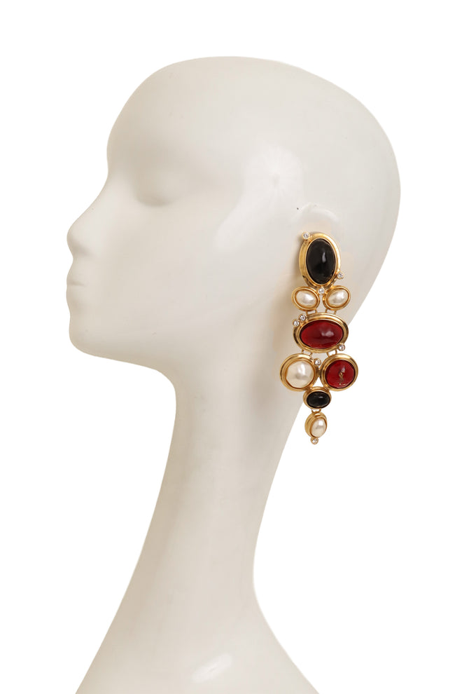 Cabochon Drop Earrings by Yves Saint Laurent on mannequin @ Recess LA