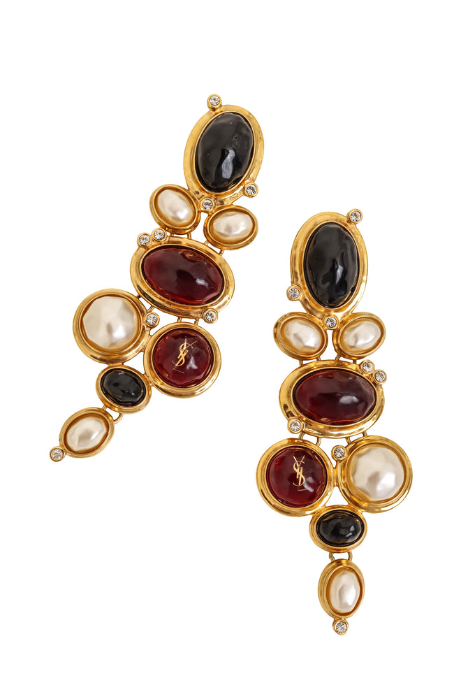 Cabochon Drop Earrings by Yves Saint Laurent closeup @ Recess LA